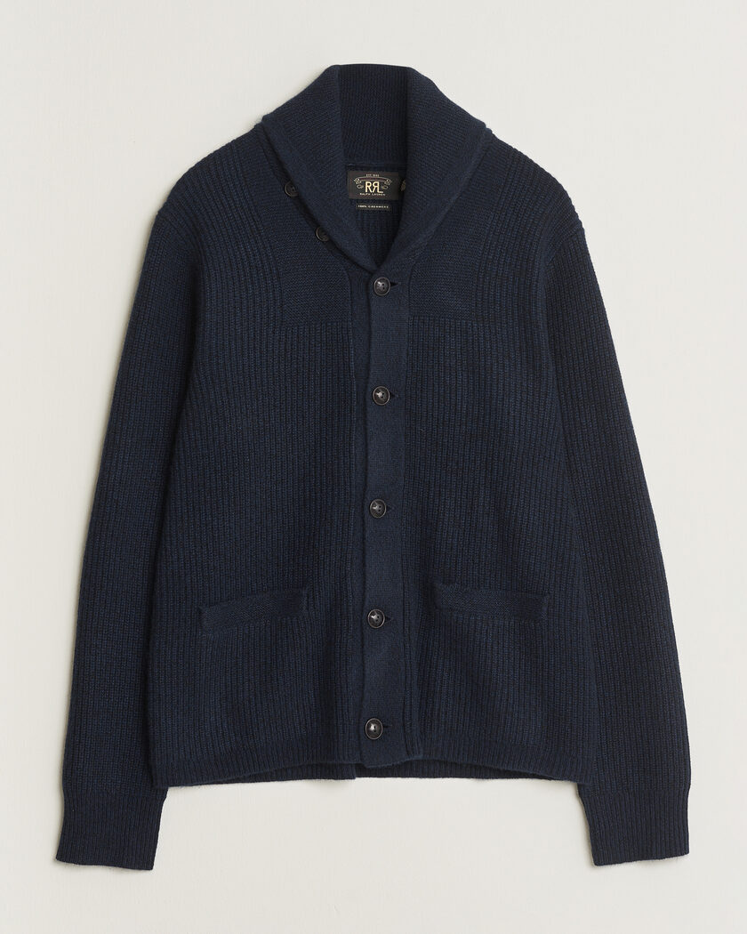 RRL Cashmere Shawl Collar Cardigan Navy – Blue
