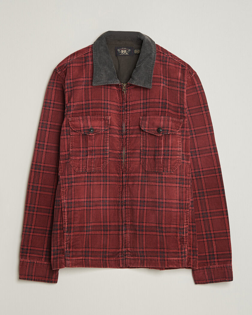 RRL Corduroy Zip Shirt Jacket Red/Black – Red