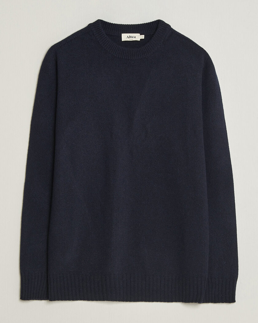 Altea Wool/Cashmere Crew Neck Pullover Navy – Blue