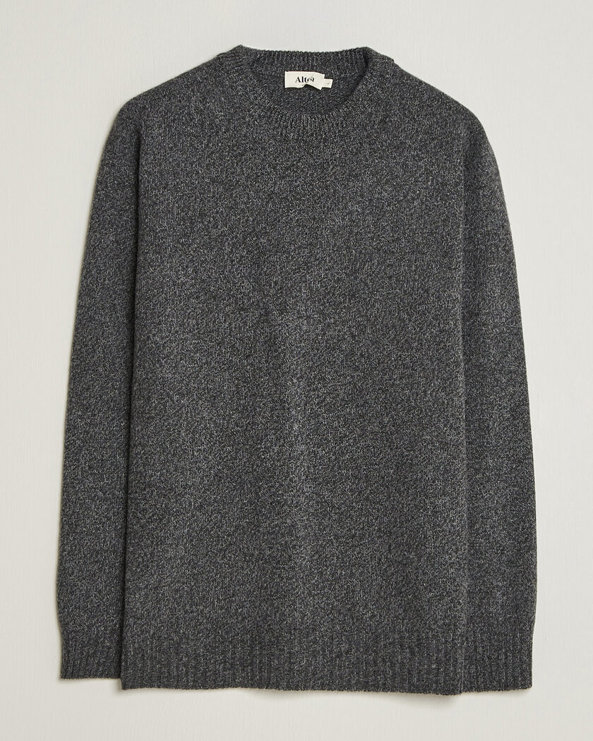 Altea Wool/Cashmere Crew Neck Pullover Charcoal Melange – Grey