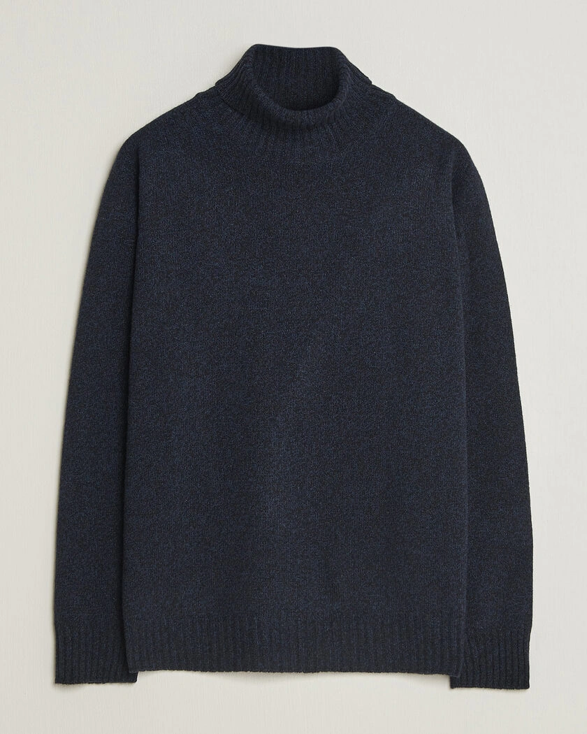 Altea Wool/Cashmere Rollneck Navy Melange – Blue