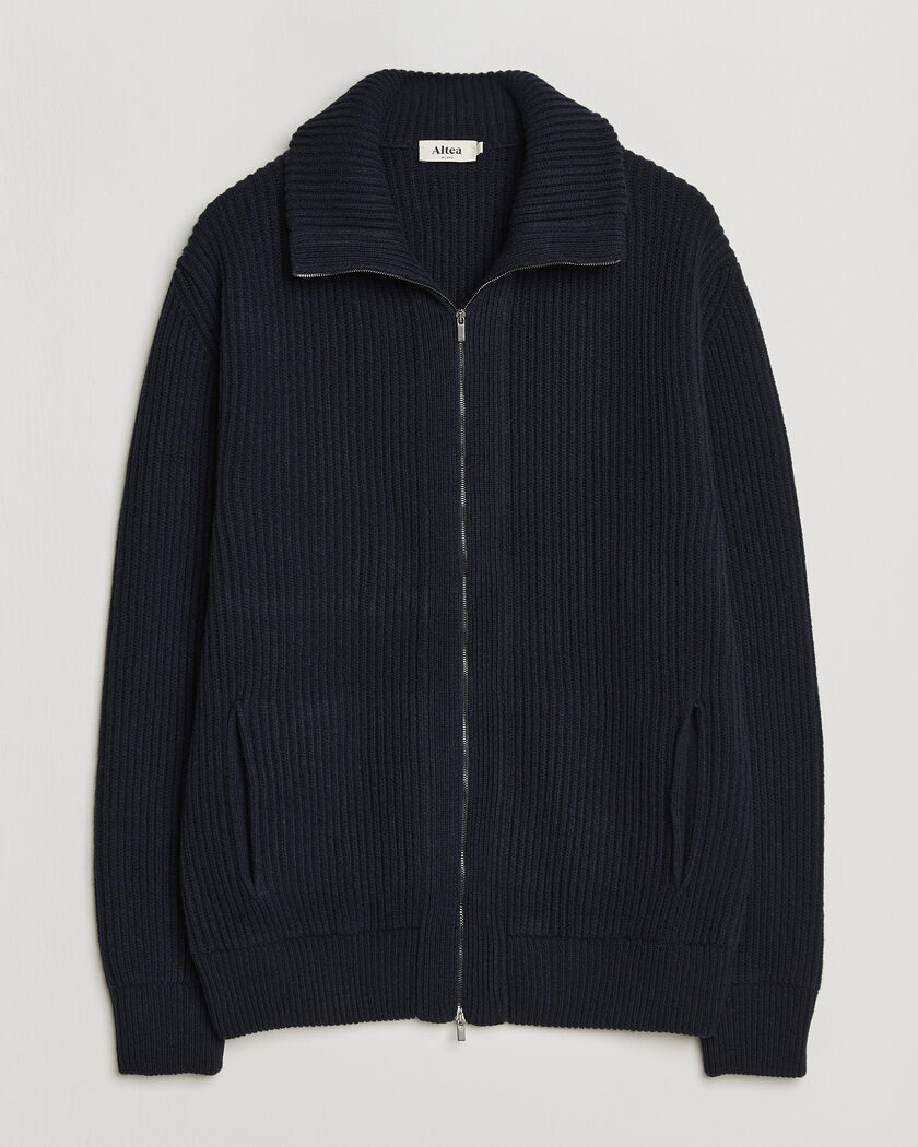 Altea Rib Wool Bomber Cardigan Navy – Blue