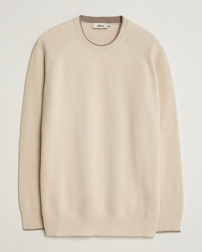 Altea Rib Wool Raglan Sweater Cream – White
