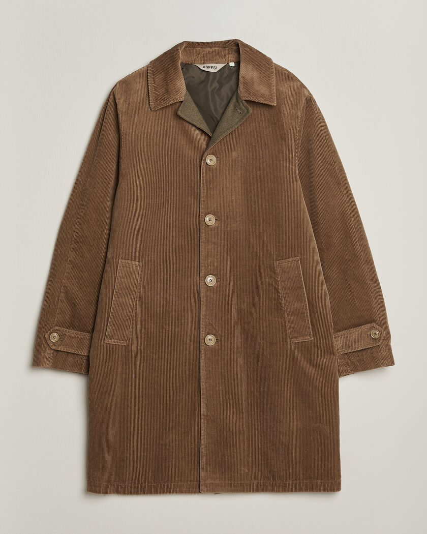 Aspesi Corduroy Raglan Coat Beige – Brown