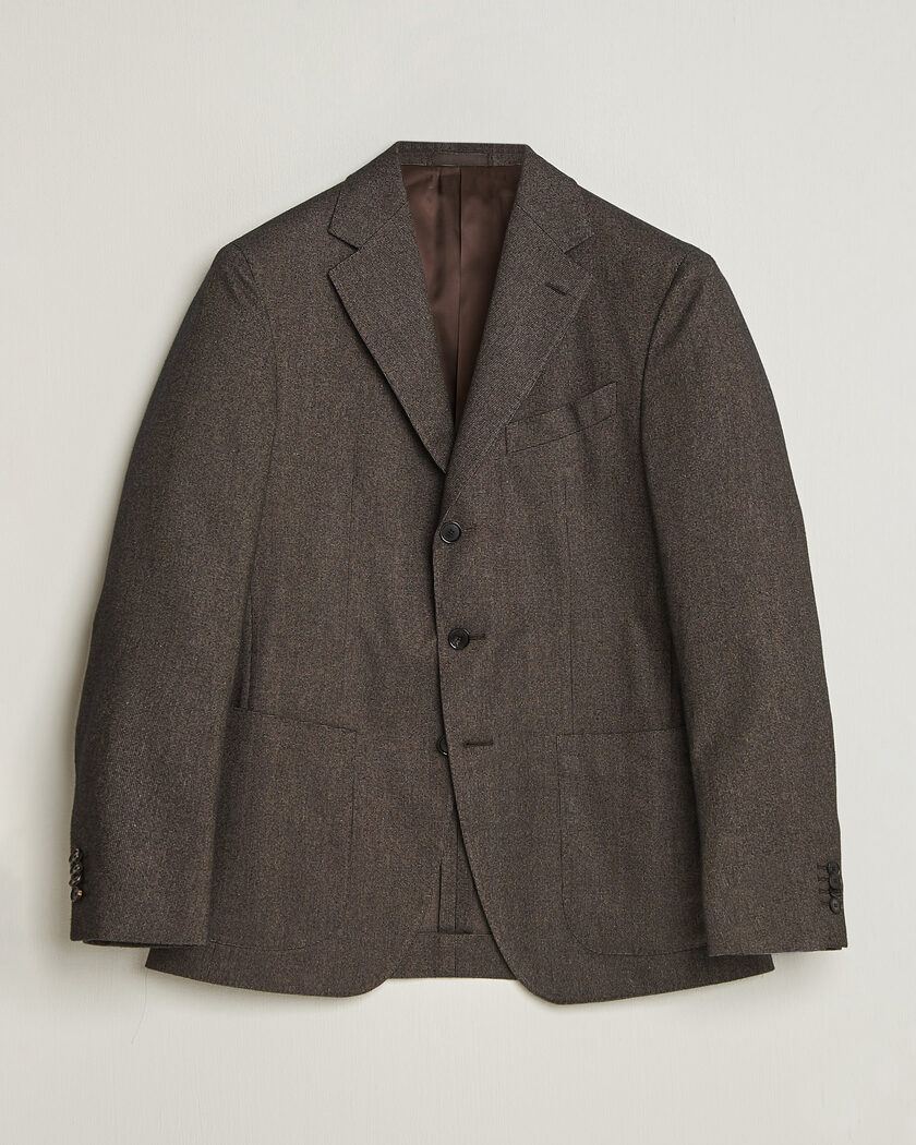 Caruso Aida Brushed Cotton Blazer Dark Brown – Brown