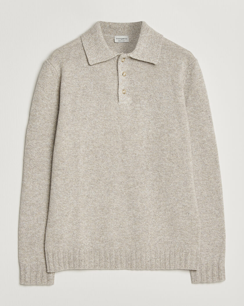 Morgano Wool/Cashmere Knitted Polo Beige – Beige