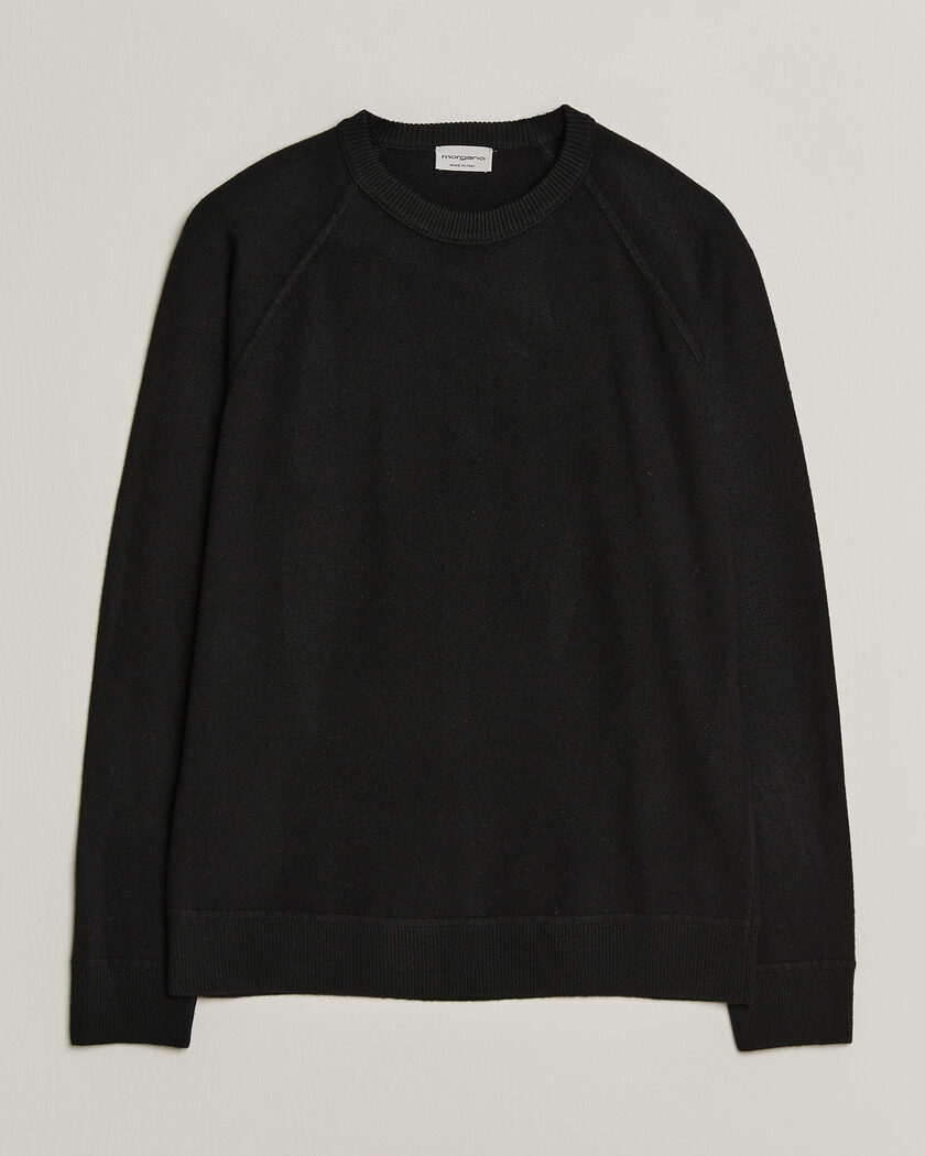 Morgano Wool/Cashmere Raglan Crew Black – Black