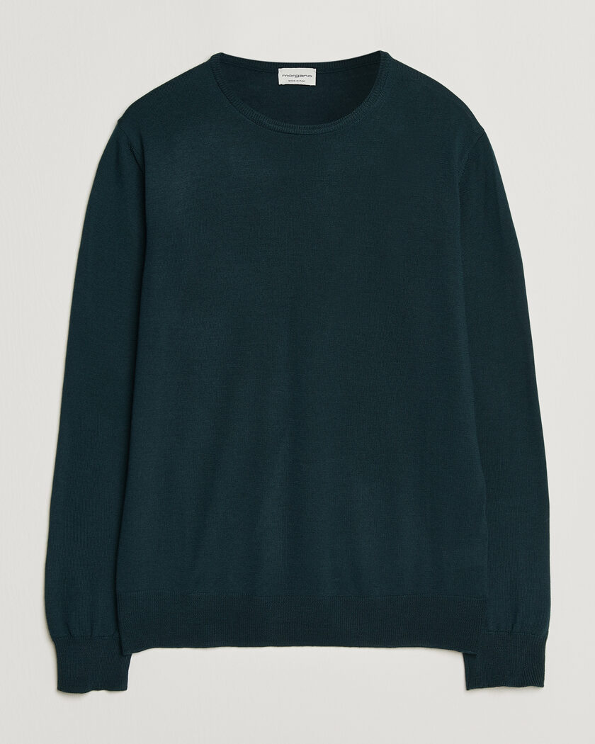 Morgano Extra Fine Merino Wool Crewneck Bottle Green – Green