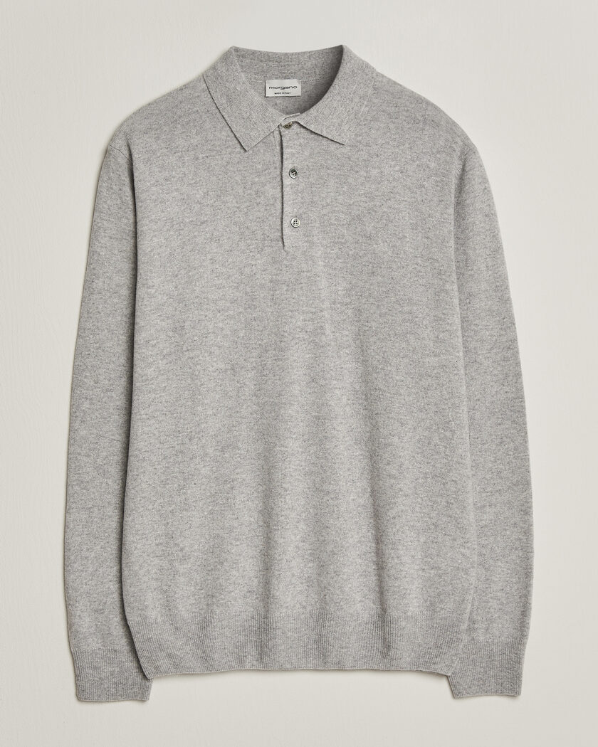 Morgano Wool/Cashmere Polo Mid Grey – Grey