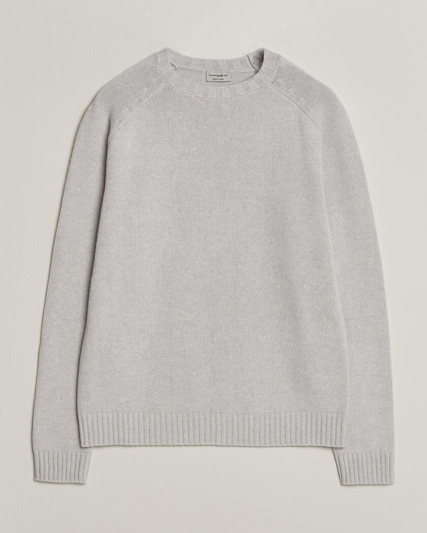 Morgano Heavy Knitted Wool/Cashmere Crewneck Light Grey – Grey
