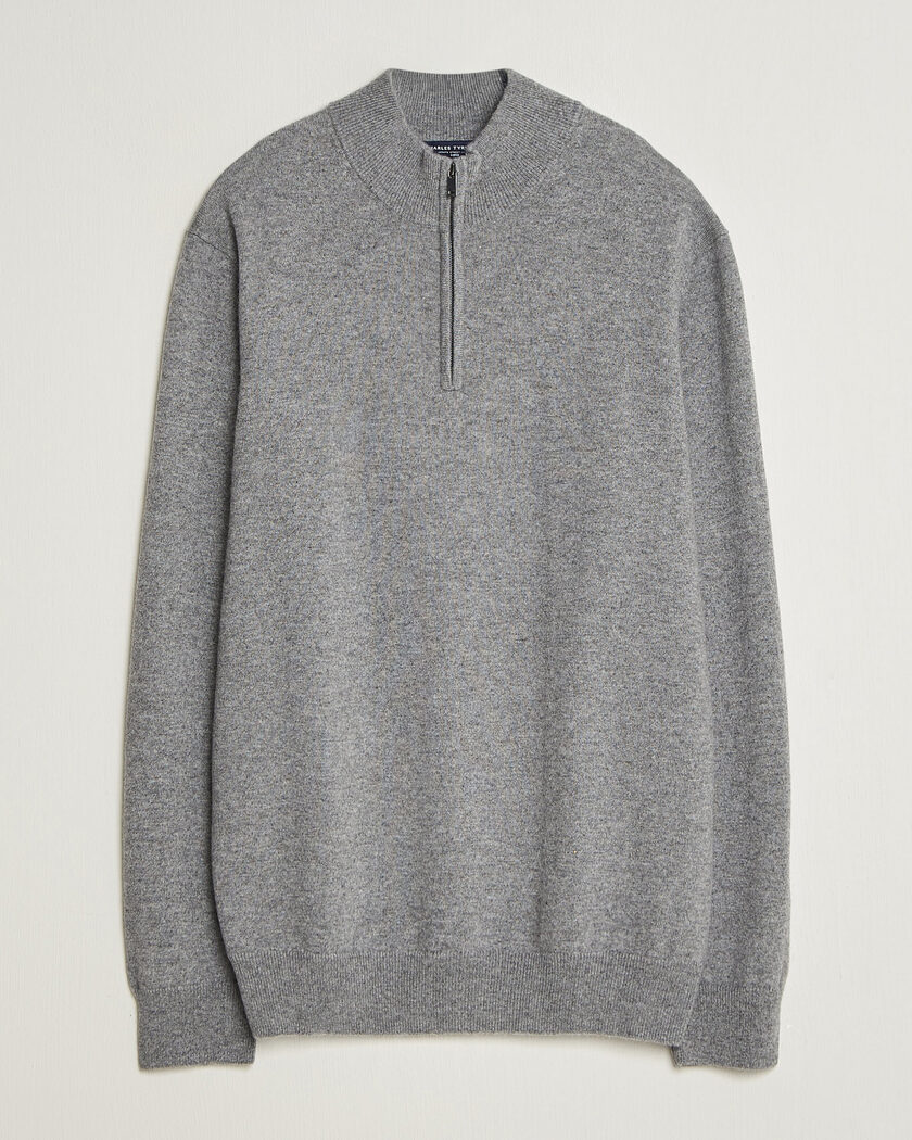 Charles Tyrwhitt Pure Cashmere Zip Neck Jumper Grey – Grey