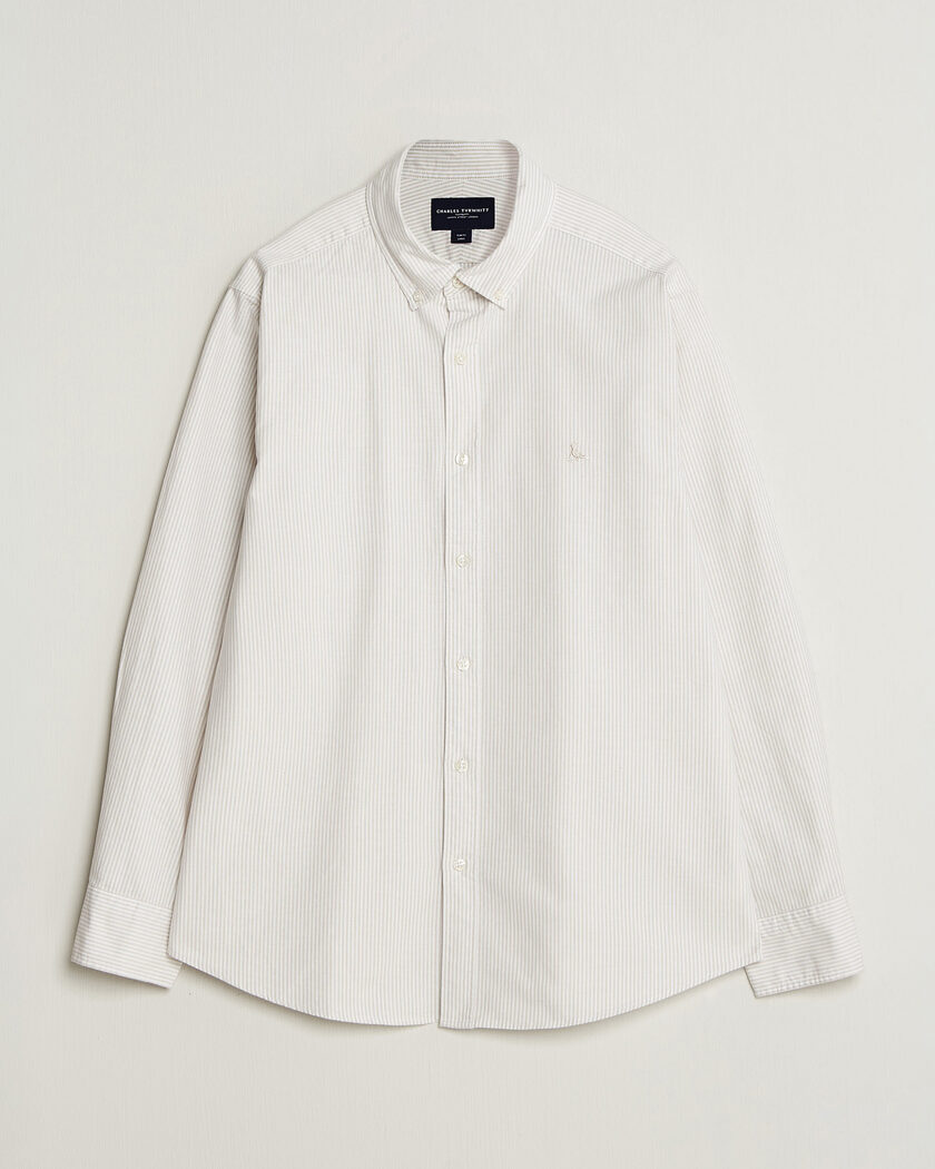 Charles Tyrwhitt Button Down Stretch Oxford Shirt Stone – White