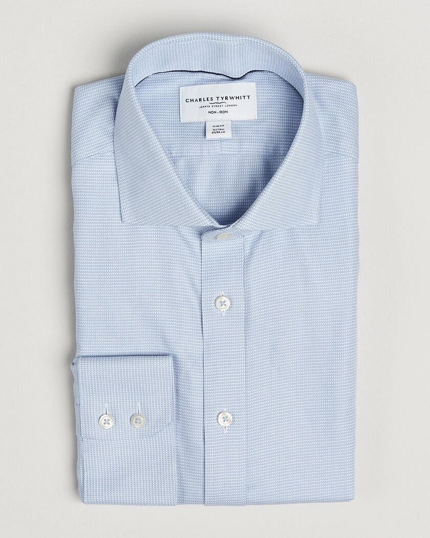 Charles Tyrwhitt Slim Fit Non Iron Trafalgar Weave Shirt Sky Blue – Blue