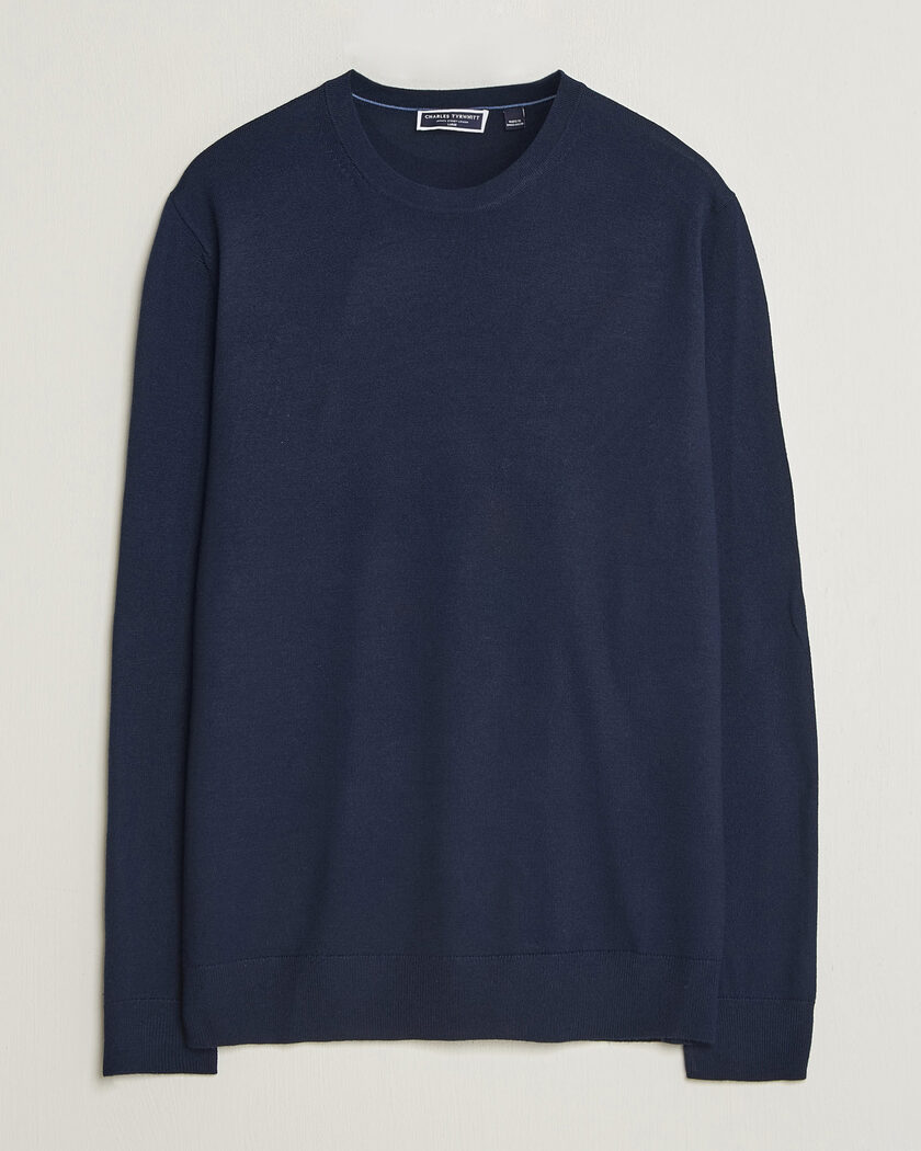 Charles Tyrwhitt Pure Merino Crew Neck Jumper Navy – Blue