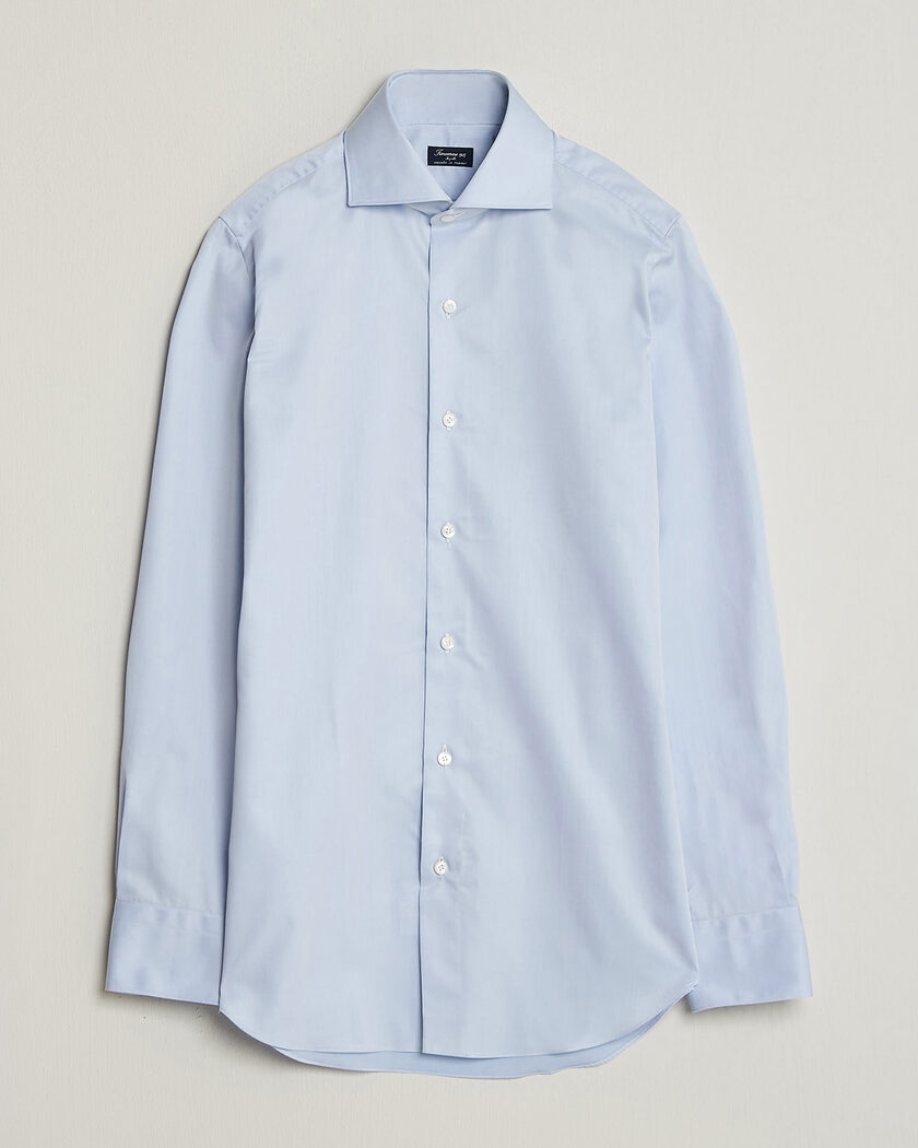 Finamore Napoli Milano Slim Traveller Cotton Shirt Light Blue – Blue