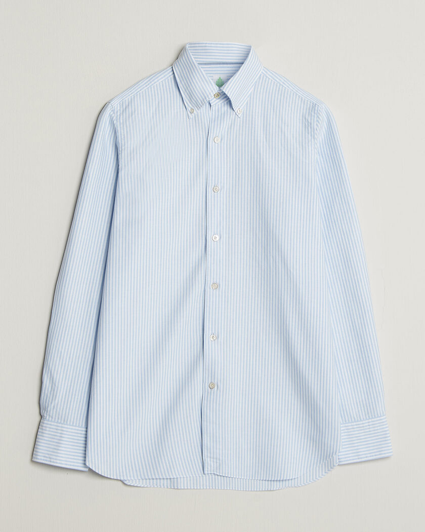Finamore Napoli Gaeta Oxford Button Down Shirt Light Blue Stripe – Blue
