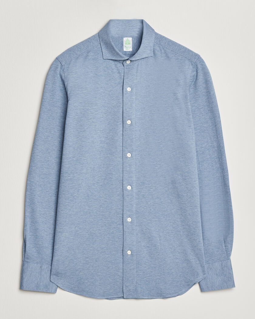 Finamore Napoli Cotton/Cashmere Jersey Shirt Light Blue – Blue