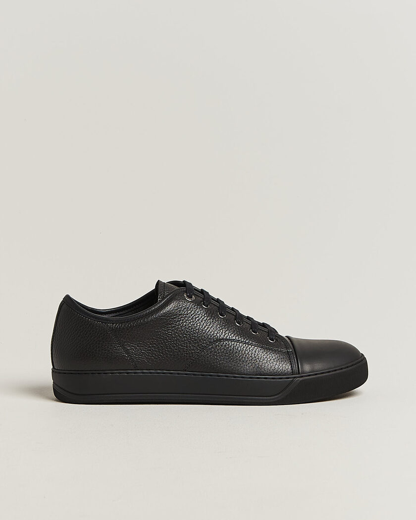 Lanvin DBB1 Grain Leather Cap Toe Sneaker Black – Black