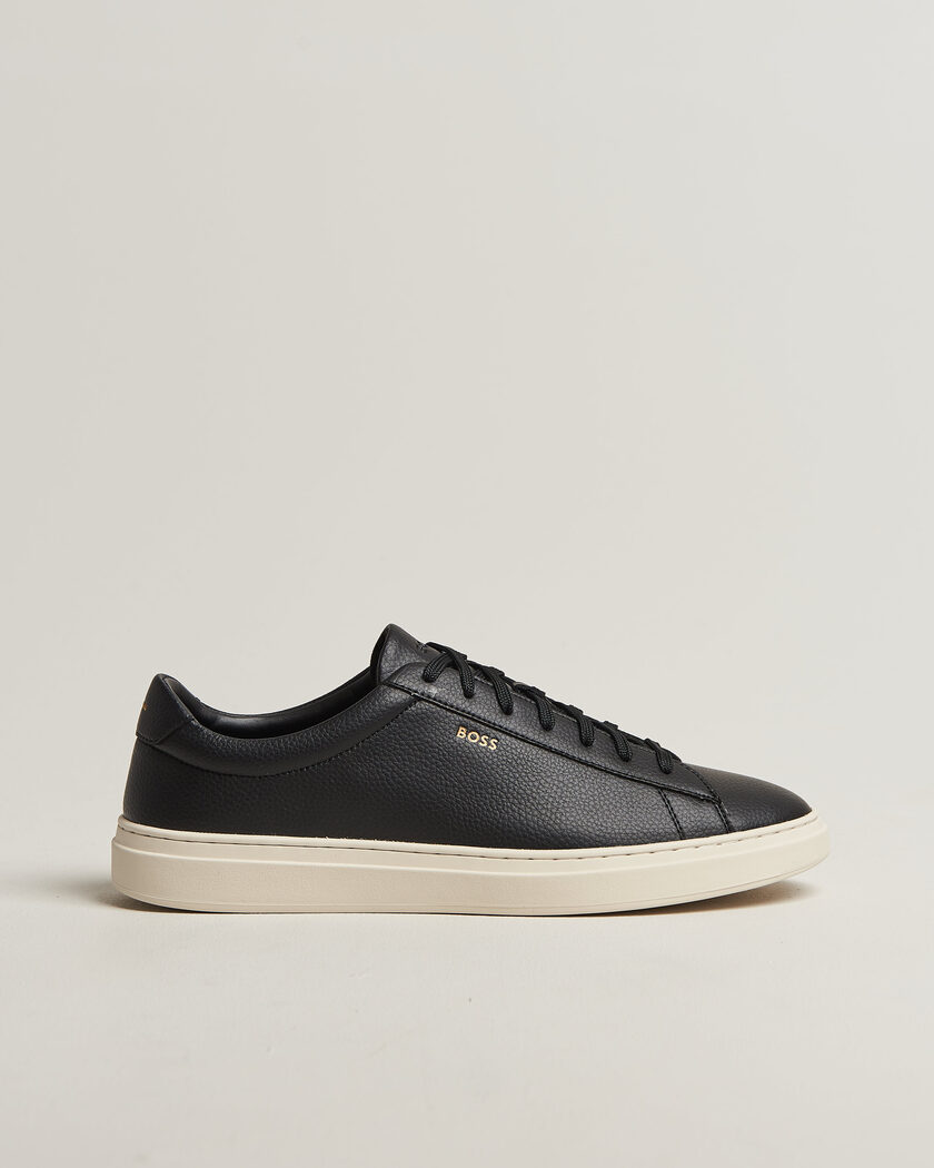 BOSS BLACK Kieran Grained Leather Sneaker Black – Black