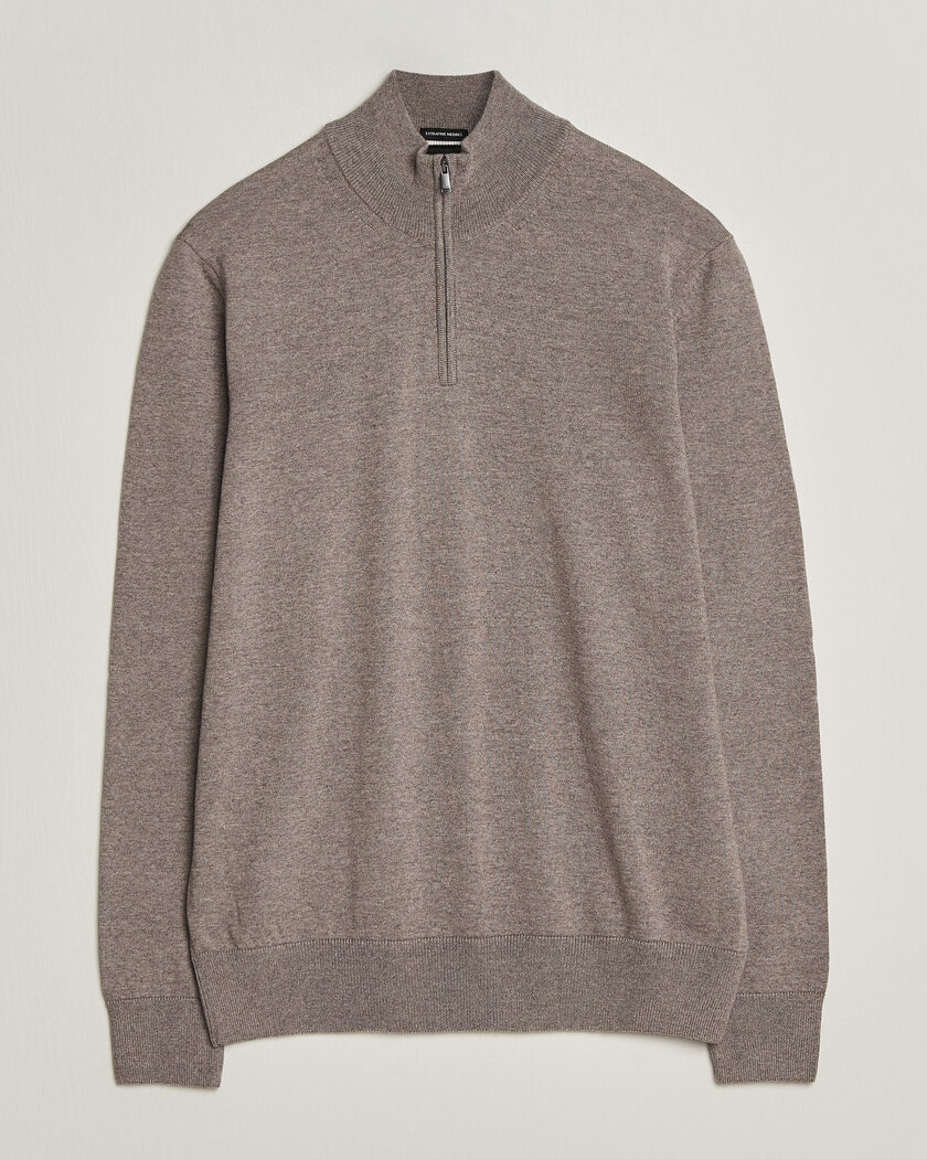 BOSS BLACK Ebenji Merino Knitted Half Zip Open Brown – Brown
