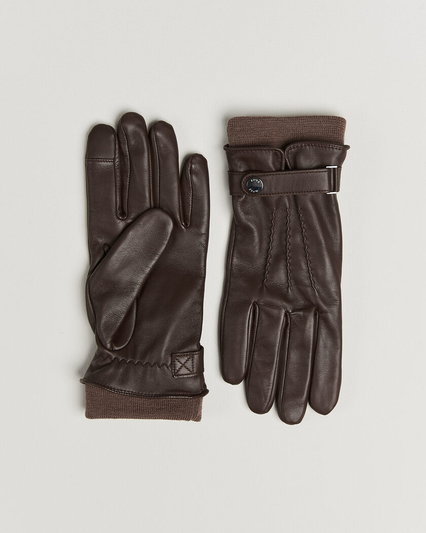 BOSS BLACK Hyden Leather Glove Dark Brown – Brown