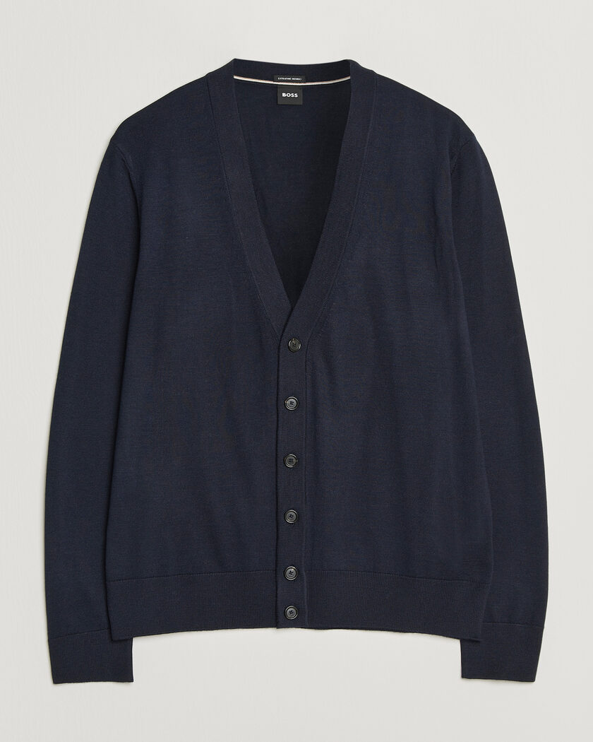 BOSS BLACK Mardon Wool Cardigan Dark Blue – Blue