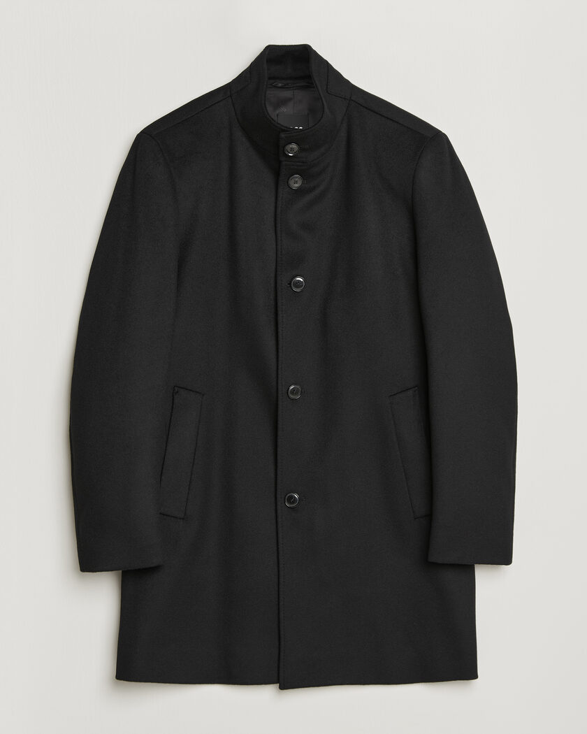 BOSS BLACK Hyde Wool Stand Up Collar Coat Black – Black