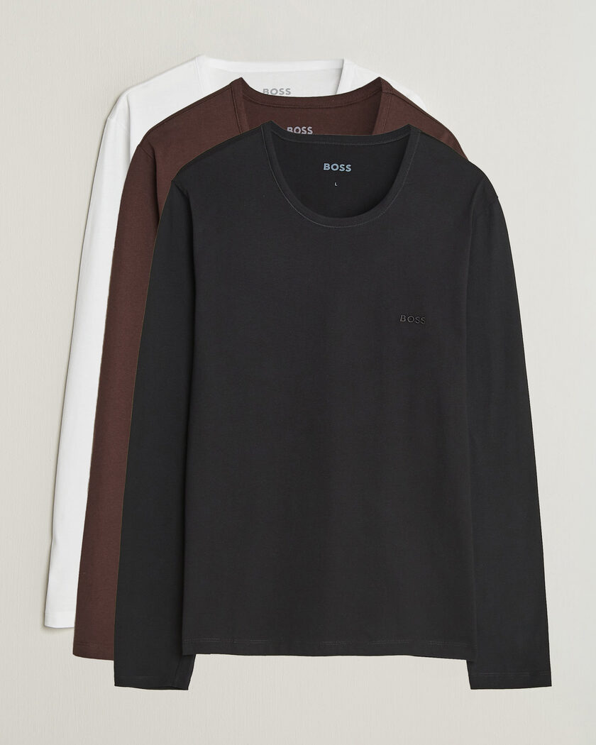 BOSS BLACK 3-Pack Long Sleeve T-Shirt White/Black/Brown – Multi-colour