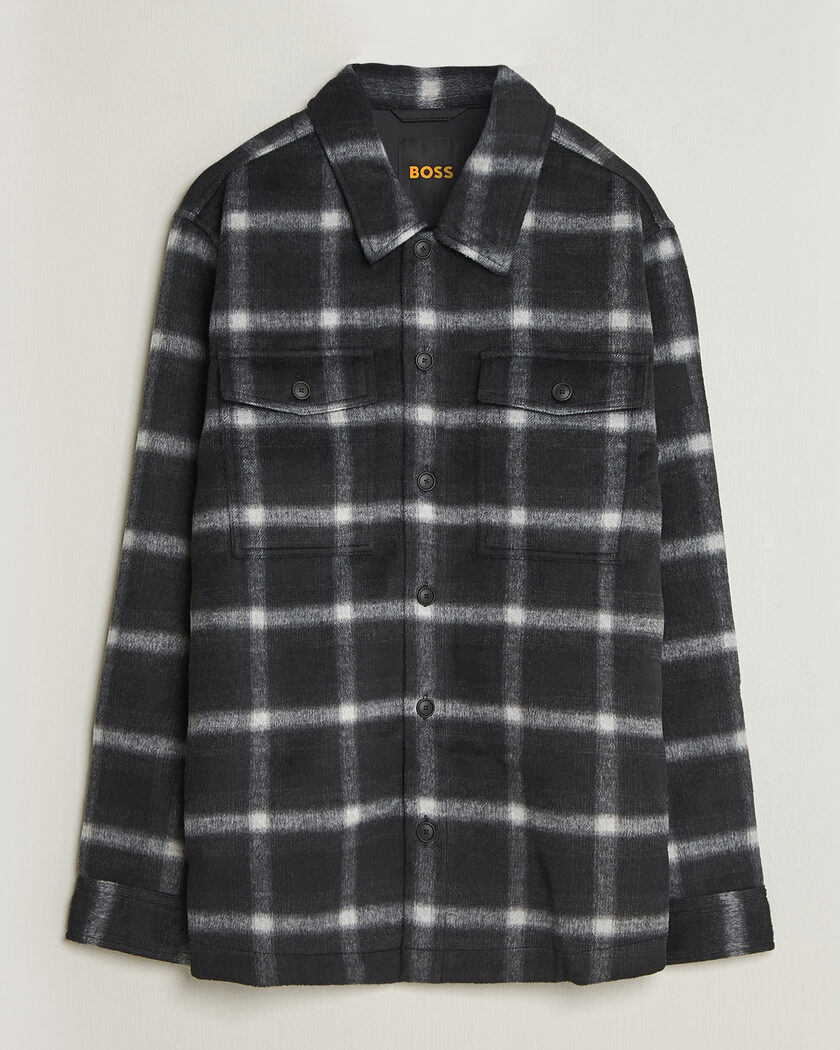 BOSS ORANGE Losky Flannel Checked Overshirt Black – Black