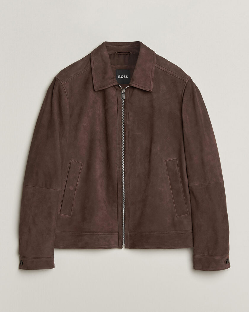BOSS BLACK Malbano Suede Jacket Dark Brown – Brown