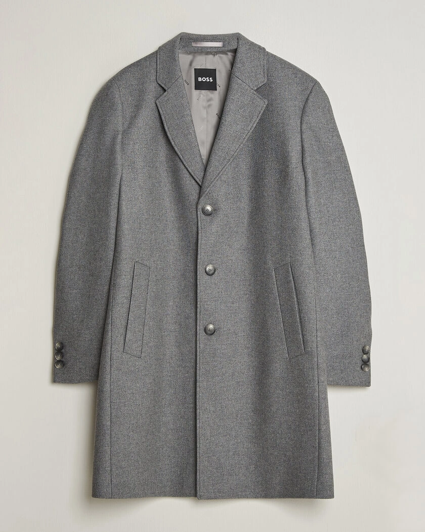 BOSS BLACK Hyde Wool Coat Medium Grey – Grey