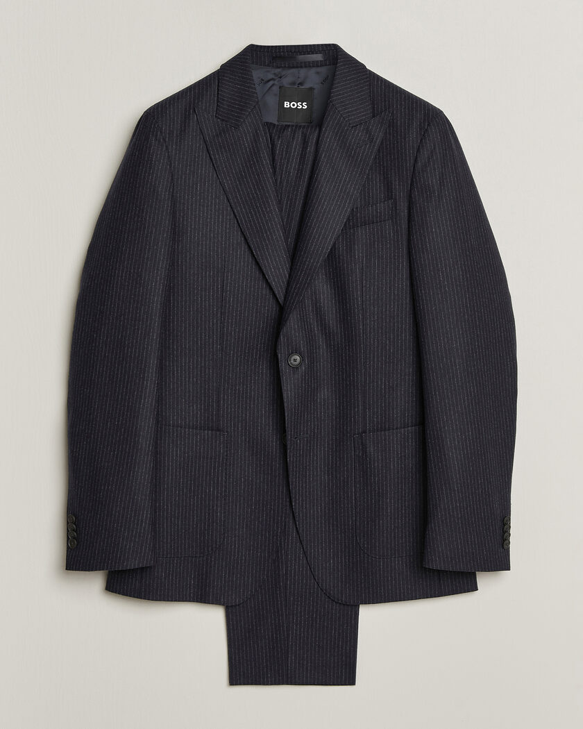BOSS BLACK Huge Wool Pinstriped Suit Dark Blue – Multi-colour