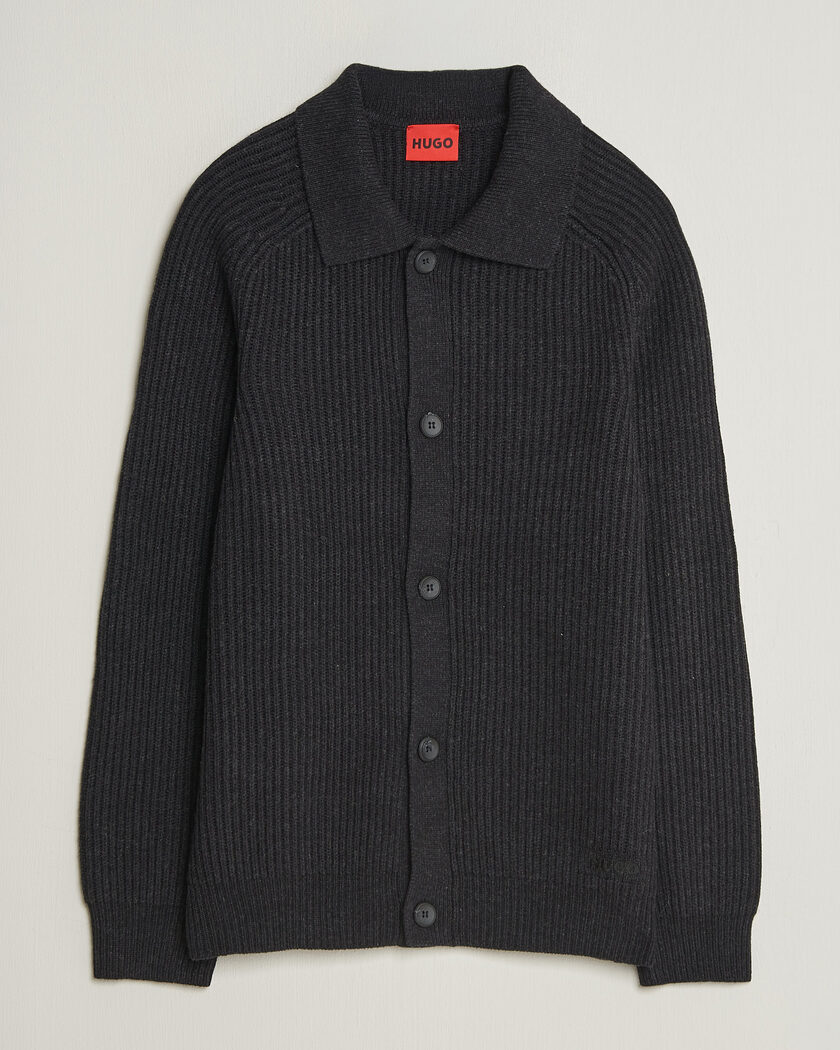 HUGO Sardeep Wool Knitted Cardigan Black – Black
