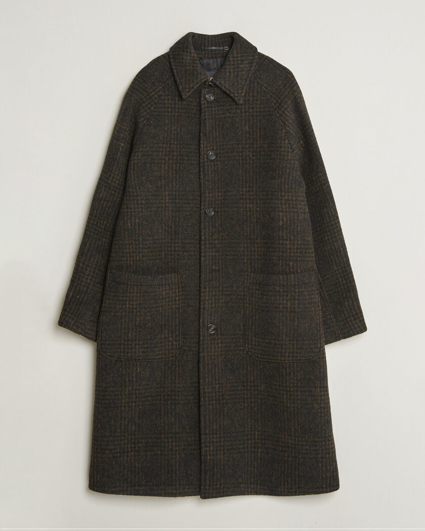 Auralee Wool Tweed Chesterfield Coat Khaki at CareOfCarl.com