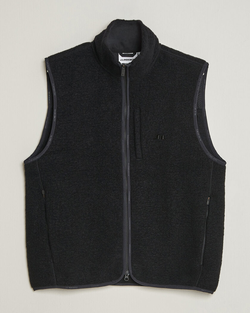 J.Lindeberg Duncan Wool Fleece Vest Black – Black