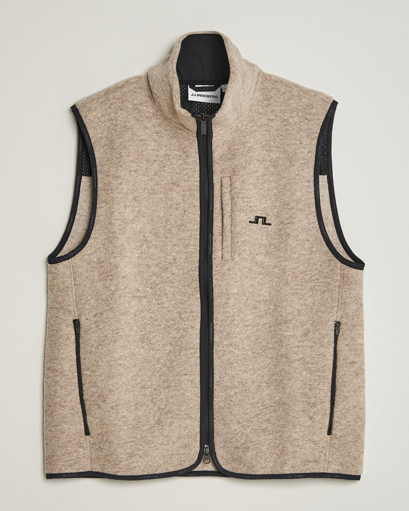 J.Lindeberg Duncan Wool Fleece Vest Moonbeam – Beige