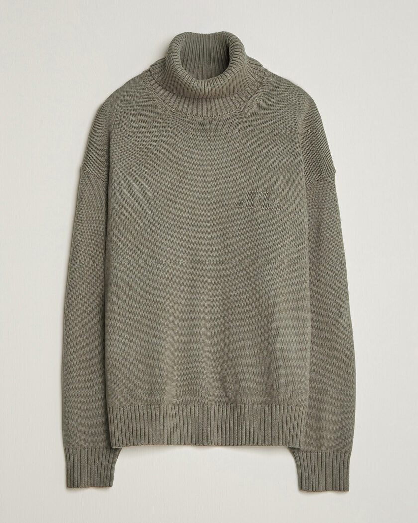 J.Lindeberg Eddy Wool/Cotton Knitted Turtleneck Brindle – Green