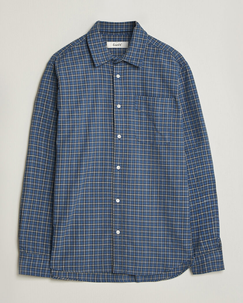 Forét Ridge Flannel Check Shirt Navy – Blue