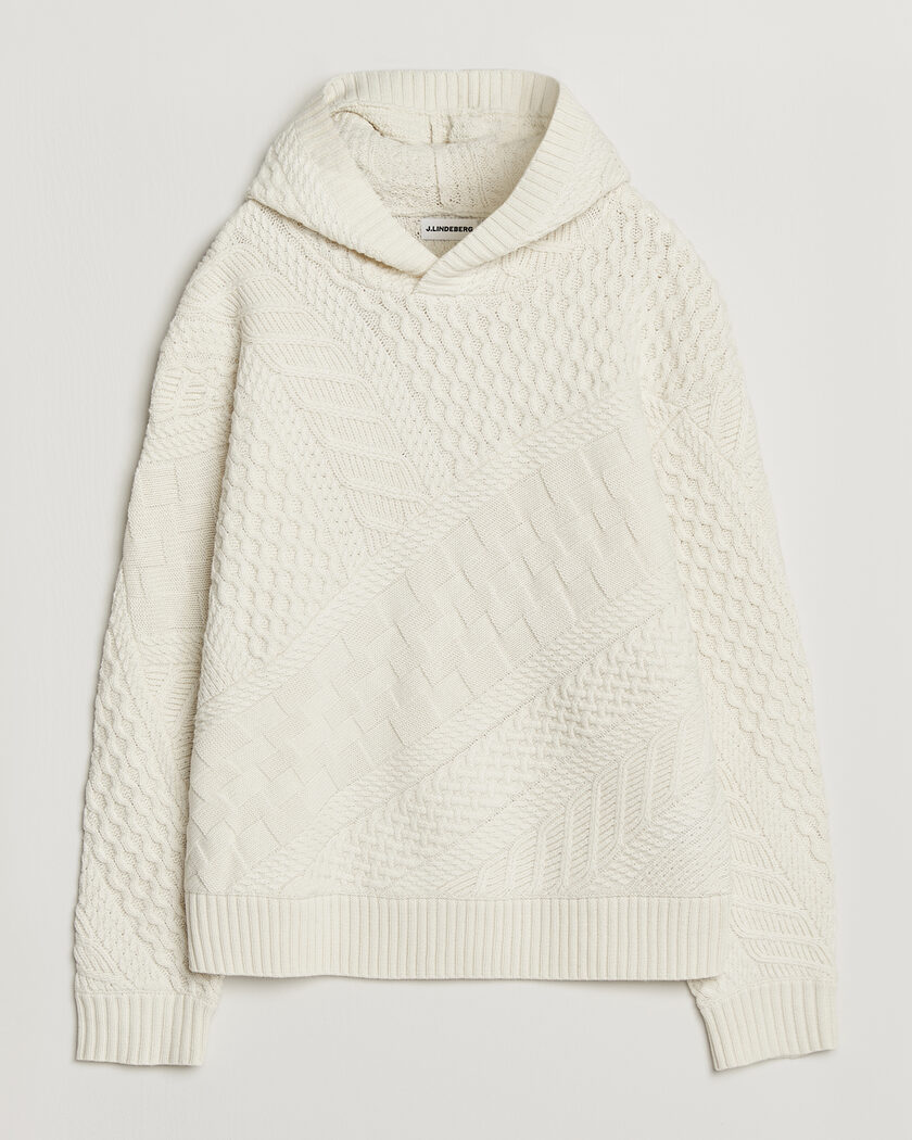 J.Lindeberg Savio Cable Knitted Hoodie Tofu – White