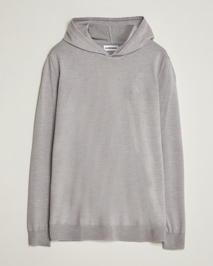 J.Lindeberg Karl Merino Hoodie Light Grey Melange – Grey