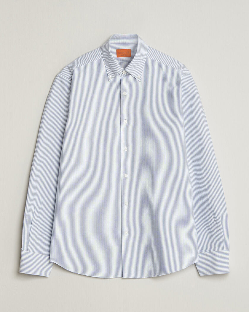 Grigio Oxford Button Down Shirt Light Blue Stripe – Blue