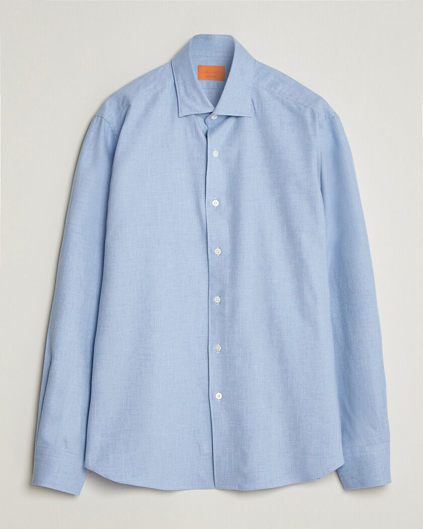 Grigio Washed Flannel Shirt Light Blue – Blue