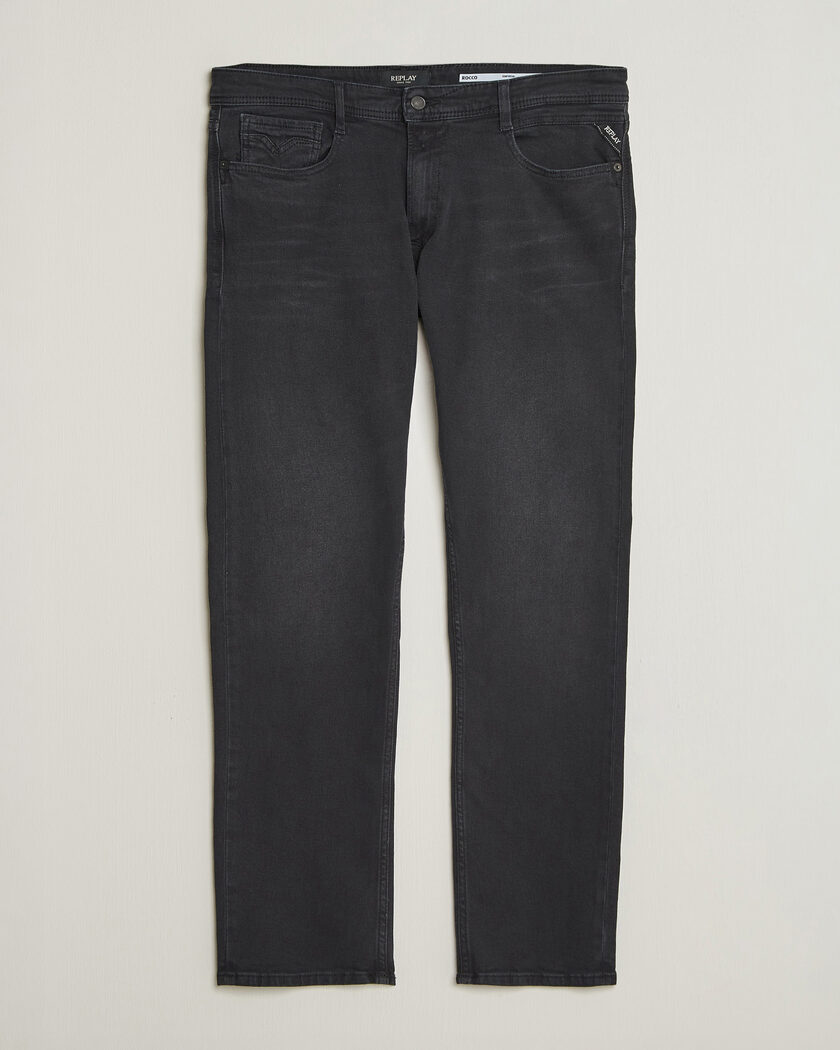 Replay Rocco Comfort Fit Powerstretch Jeans Washed Black – Black