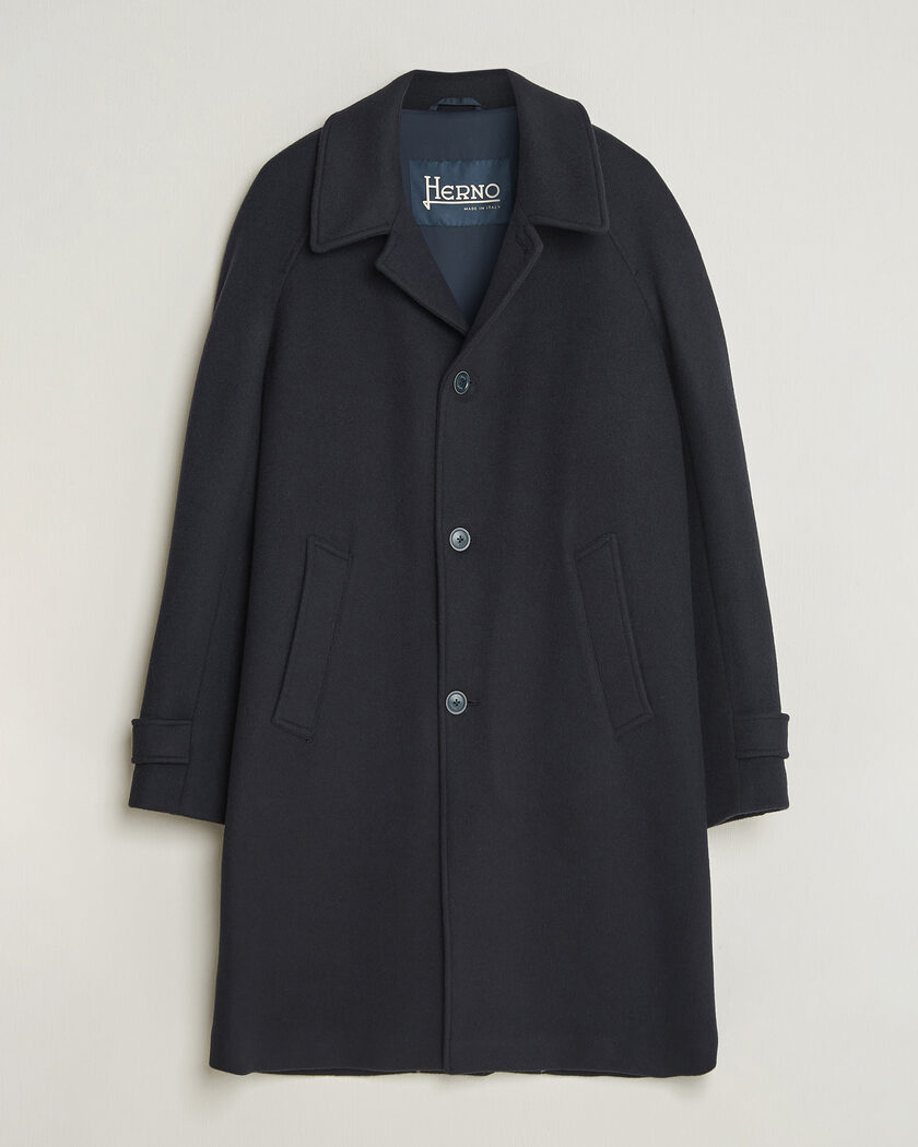 Herno Raglan Wool Coat Navy – Blue