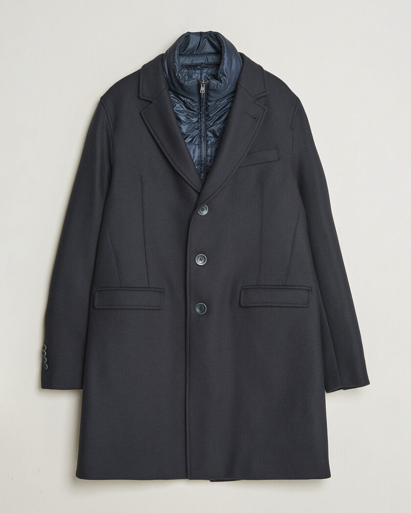 Herno Wool Zip Coat Navy – Blue