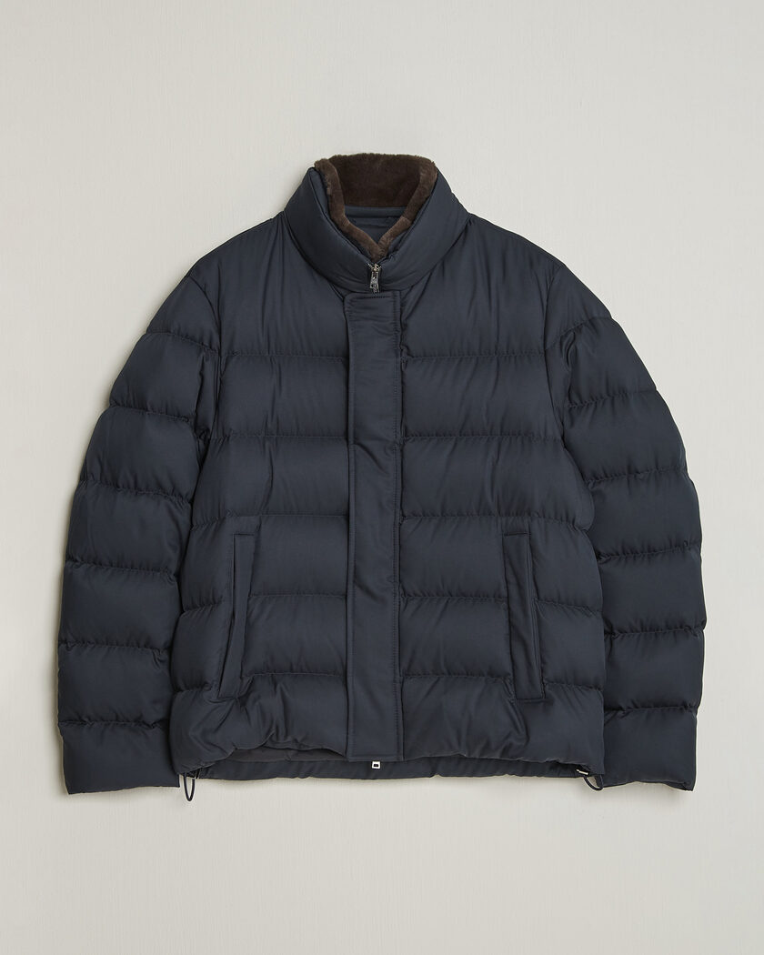 Herno Faux Fur Down Jacket Navy – Blue