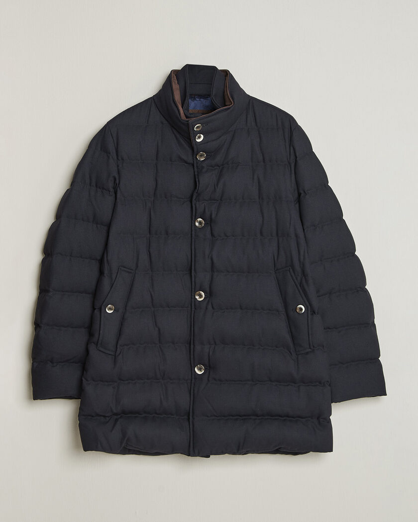 Herno Flannel Down Coat Navy – Blue