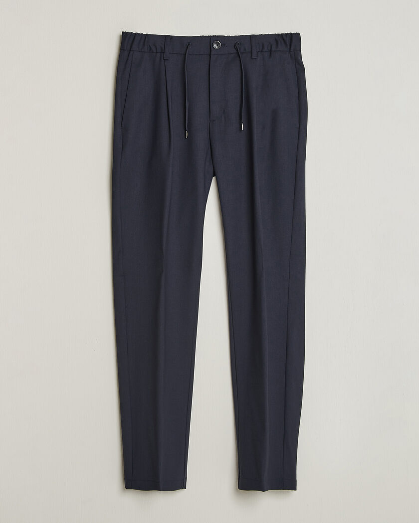 Herno Pleated Wool Trousers Navy – Blue