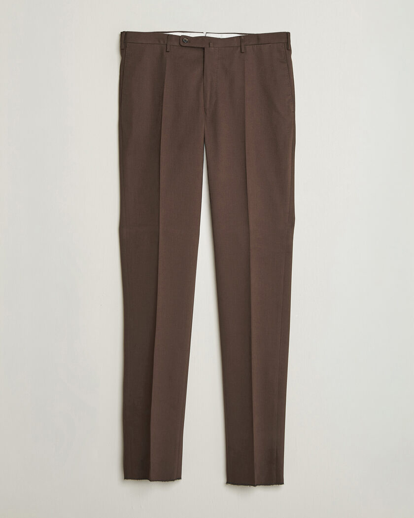 Incotex Regular Fit Cotton/Cashmere Trousers Military – Brown