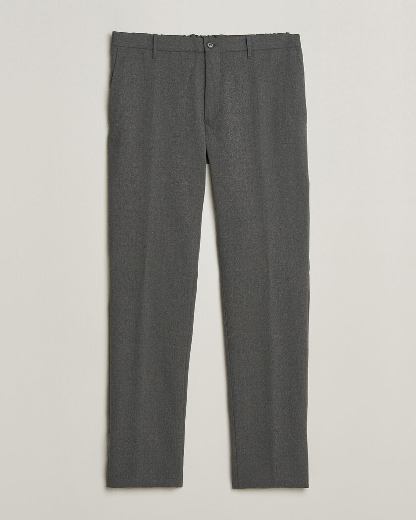 Incotex Slim Fit Washable Flannel Trousers Grey Melange – Grey